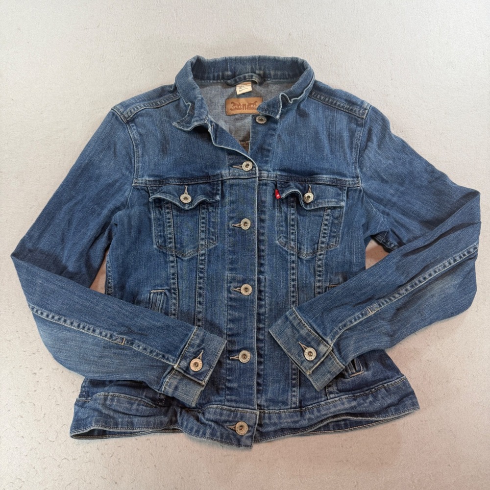 Levis Womens Denim Trucker Jacket Medium Wash Blue Size L